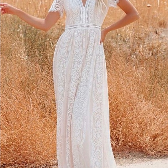 White lace maxi dress- worn once - Picture 2 of 4